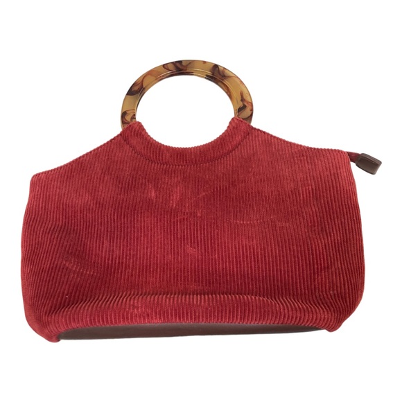 Relic Vintage 1970's Inspired Corduroy Faux Tortoise Shell Handle Bag Rust - Picture 1 of 9